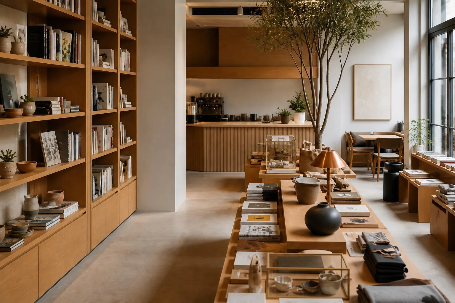 Librairie et concept store intégrant naturellement un espace café
