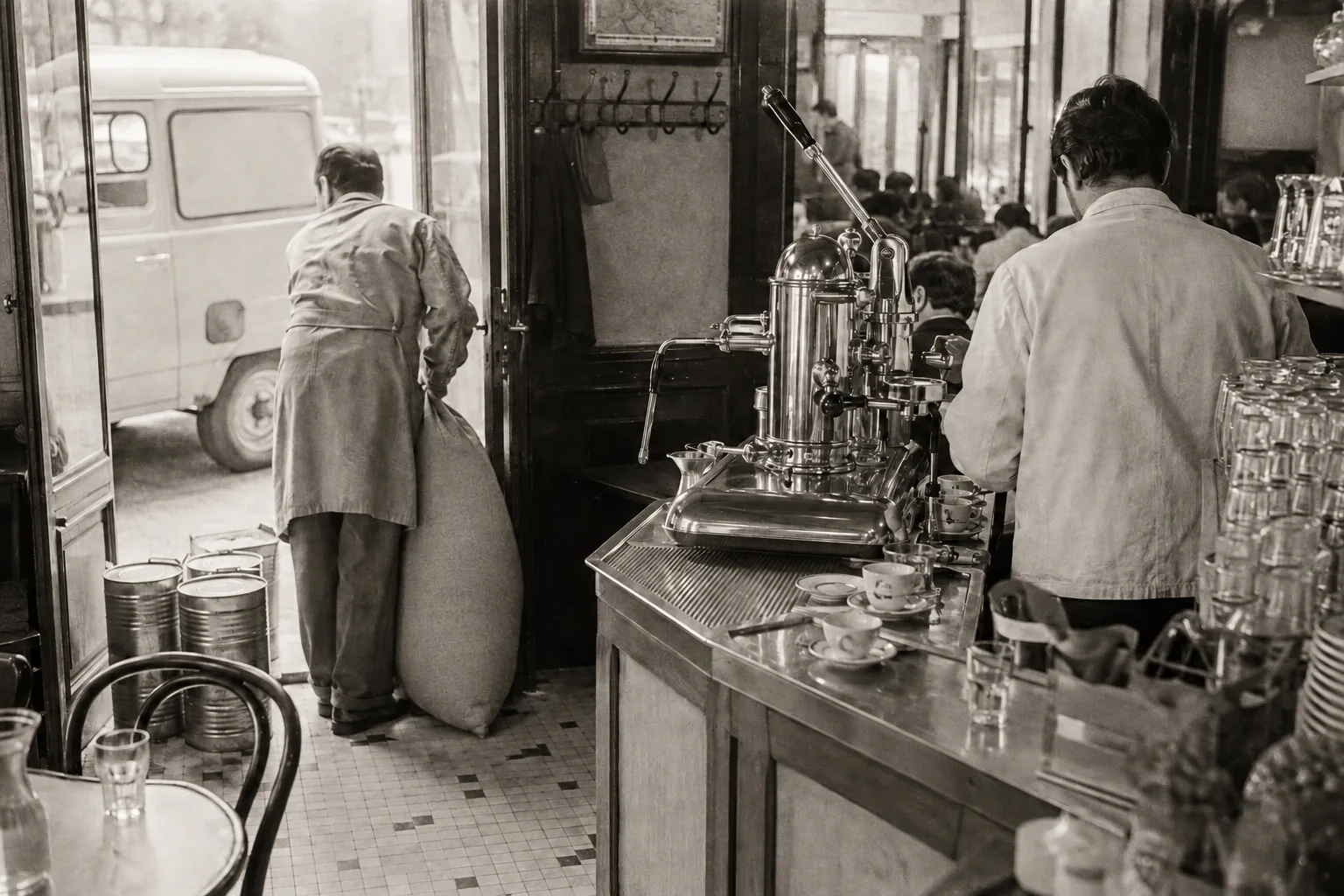 Évocation d'une livraison Bibal dans un café-hôtel-restaurant des années 1970