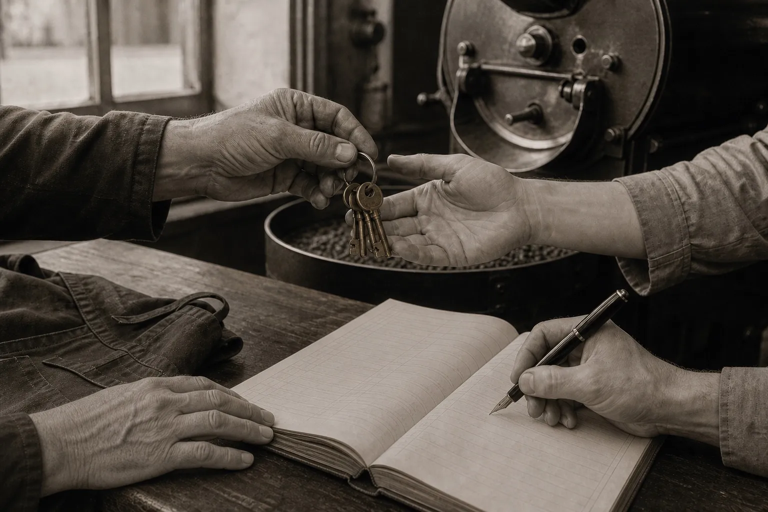 Passage symbolique des clés de la maison Bibal lors de la reprise de 1972
