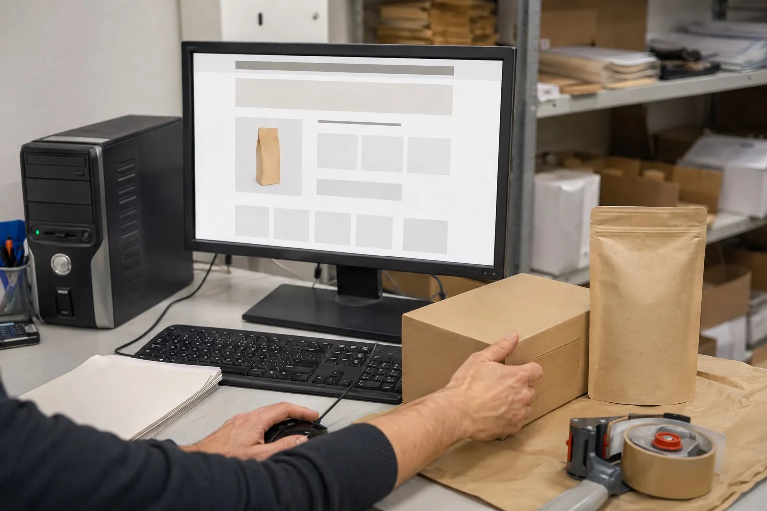 Préparation de commandes liée à la première boutique en ligne des Cafés Bibal