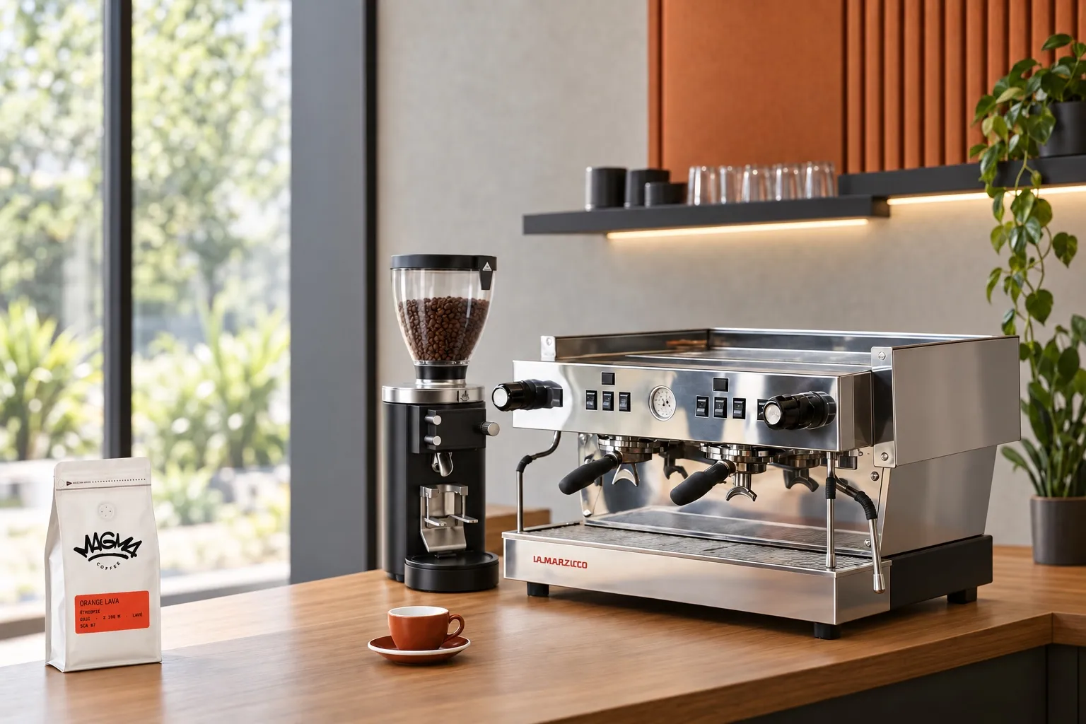 Machine espresso La Marzocco Linea Classic S sur un comptoir de spécialité