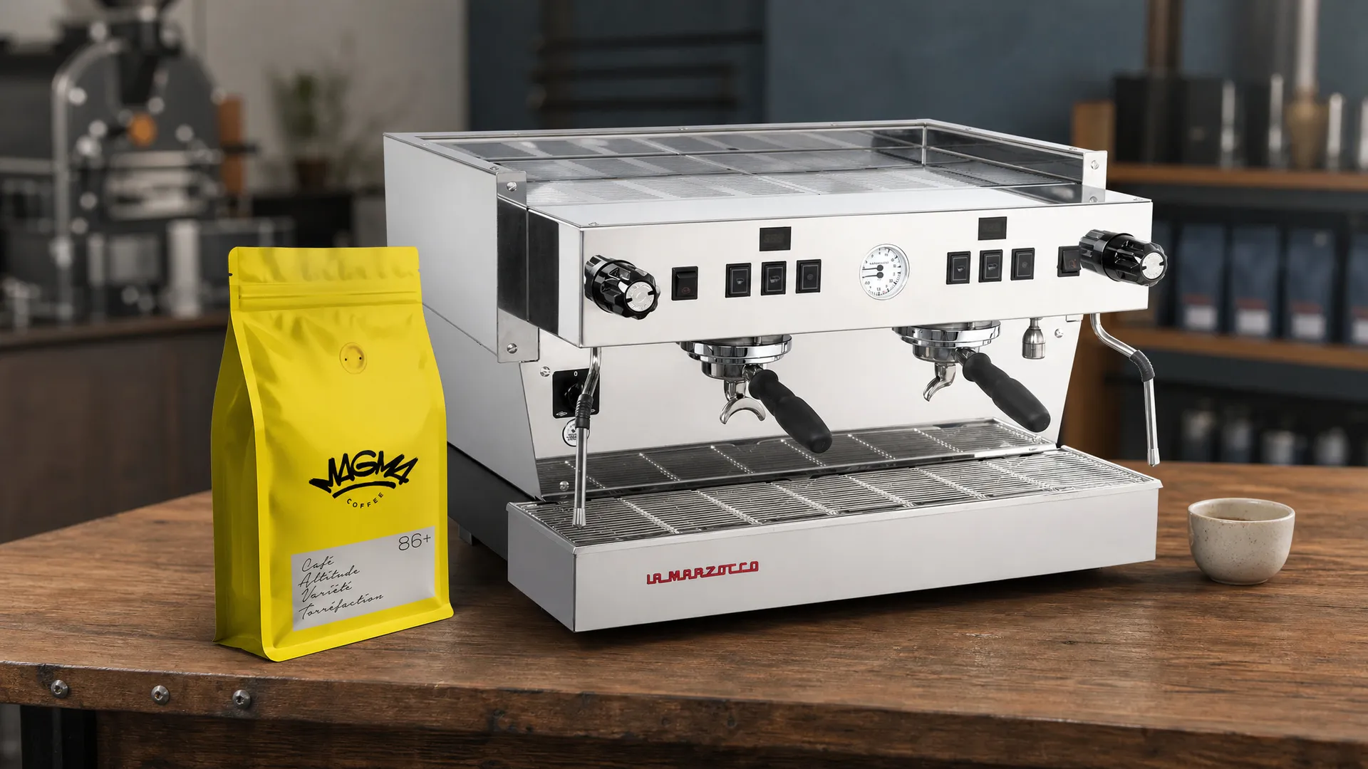 Machine et café de spécialité Magma Pro, sans personnel mis en scène