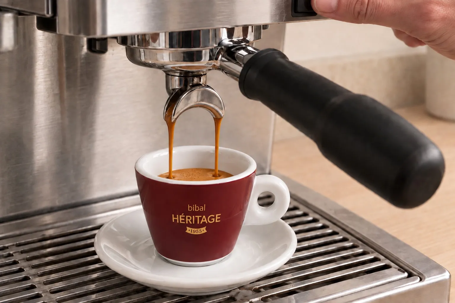 Cappuccino Traditionnel — Latte Art — étape 1 : Extraire 2 doses (16-18 g)