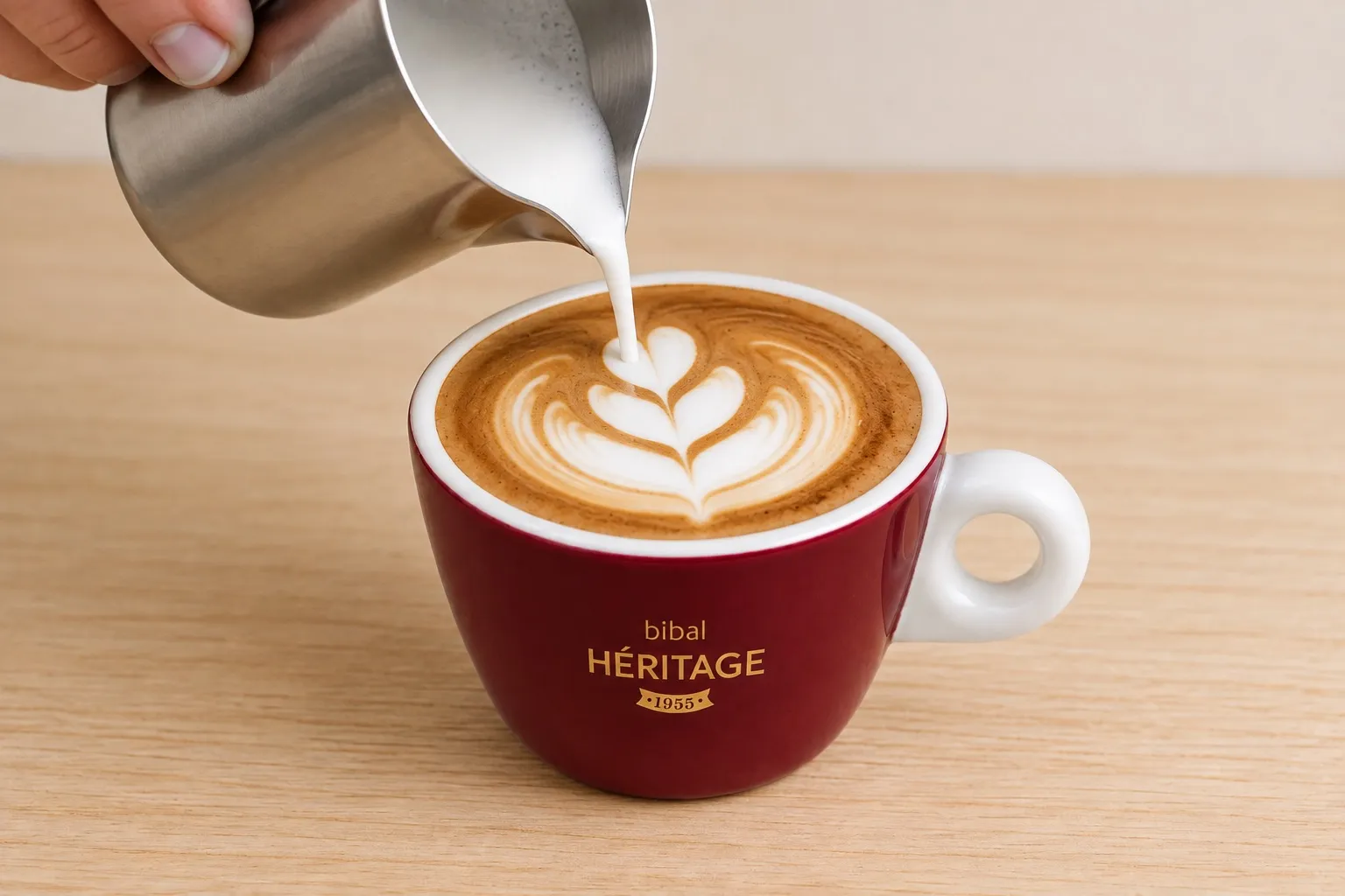 Cappuccino Traditionnel — Latte Art — étape 3 : Verser en latte art : cœur ou tulipe