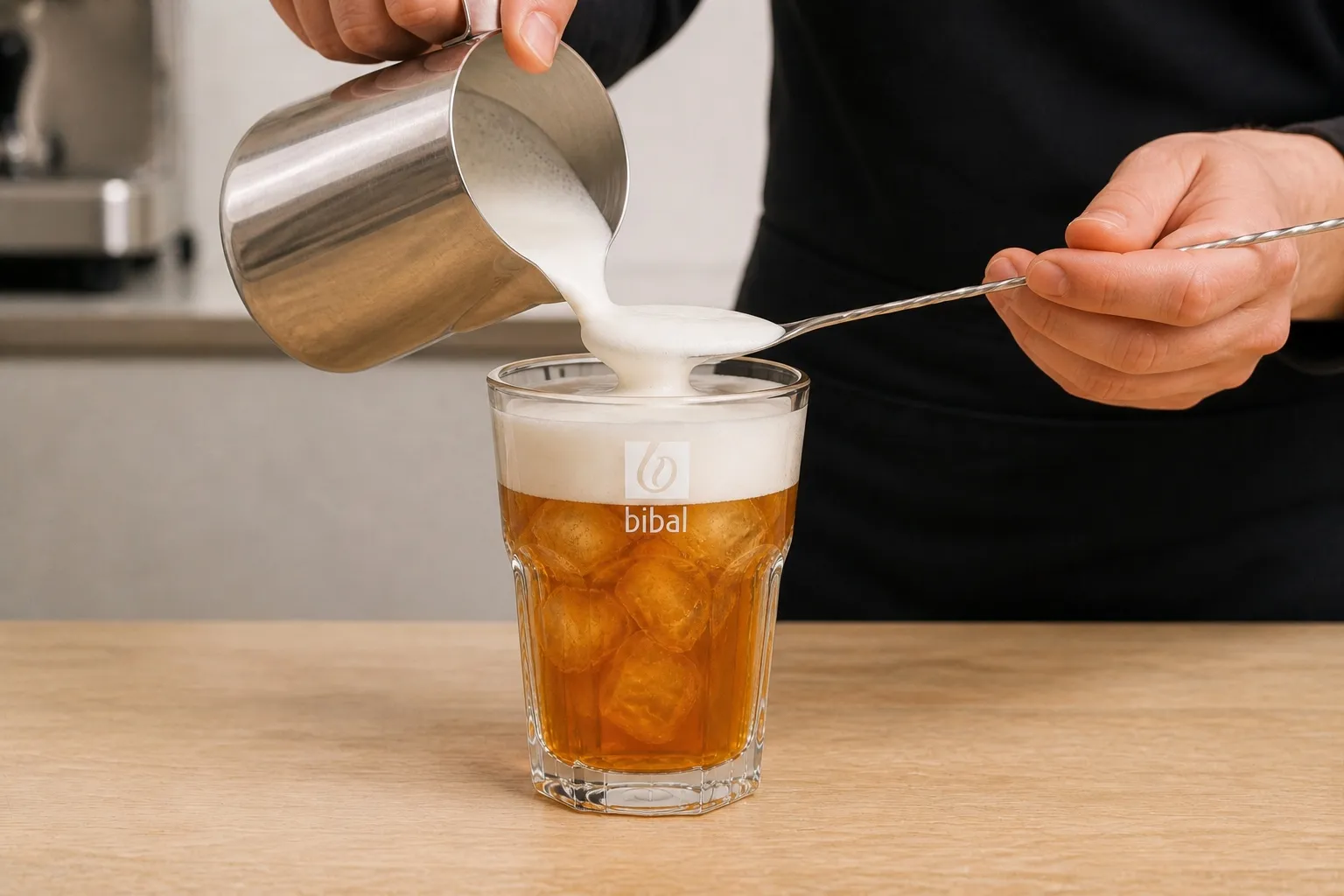 Cold Foam Miel & Lavande — Signature "Made in Sud" — étape 3 : Déposer la mousse sur une cuillère — elle doit flotter