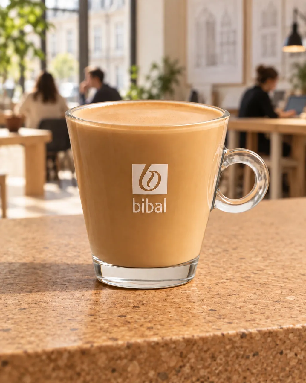 Flat White Barista — la même boisson en gros plan à 45° : la matière, la texture et le service