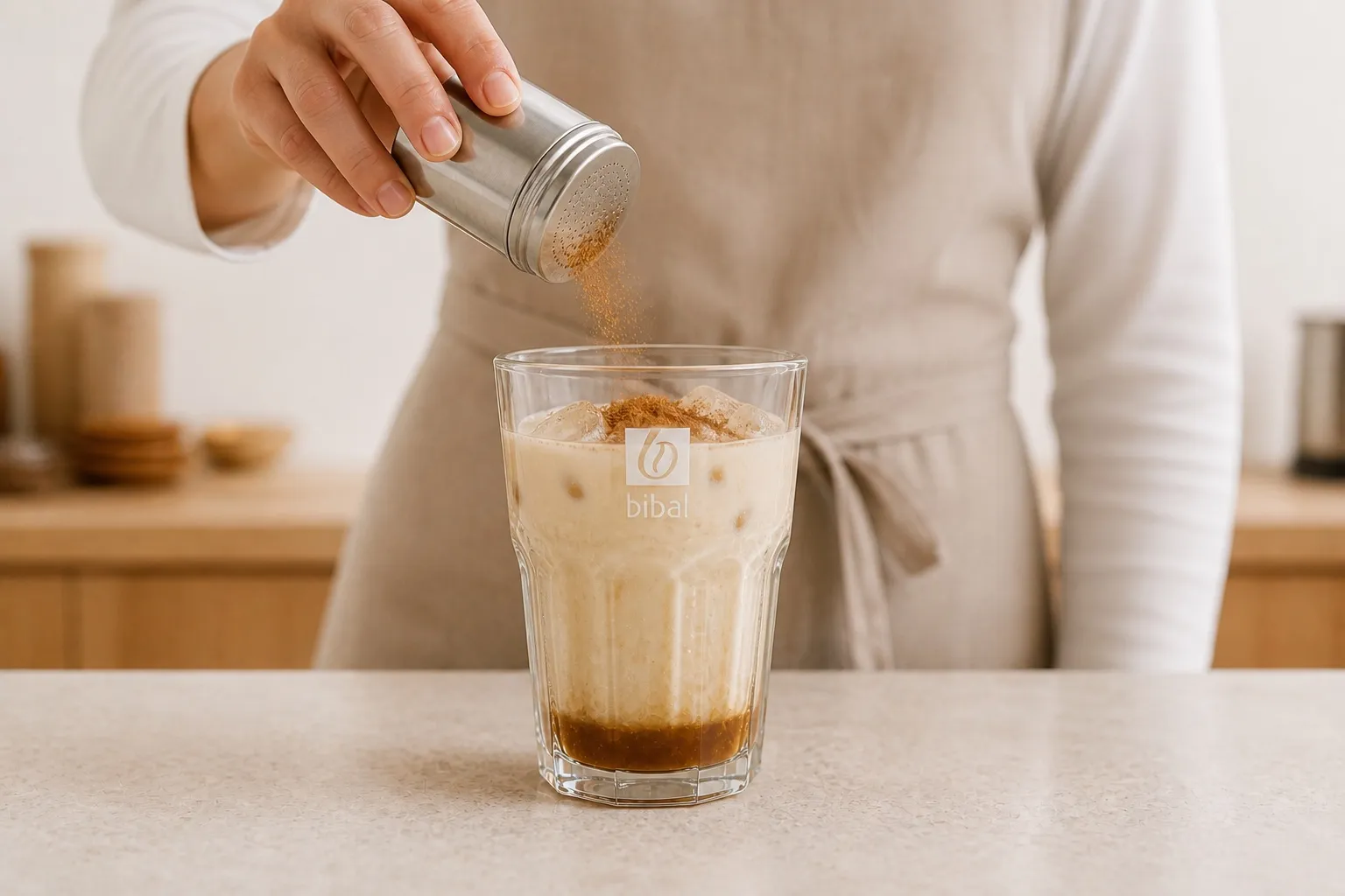 Iced Chai Latte Amande — étape 2 : Saupoudrer de cannelle