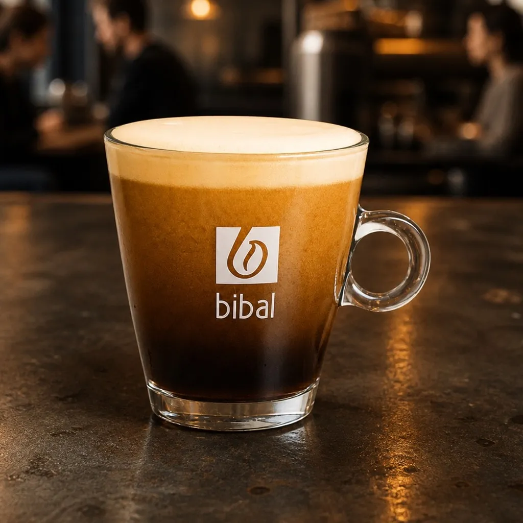 Nitro Cold Brew Bibal — la même boisson en gros plan à 45° : la matière, la texture et le service