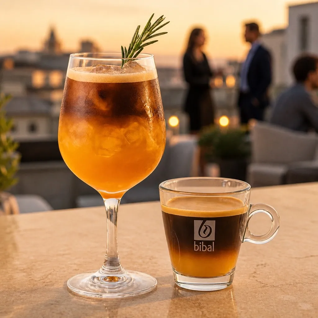 Solis Spritz Abricot & Romarin — Signature "Made in Sud" — la même boisson en gros plan à 45° : la matière, la texture et le service
