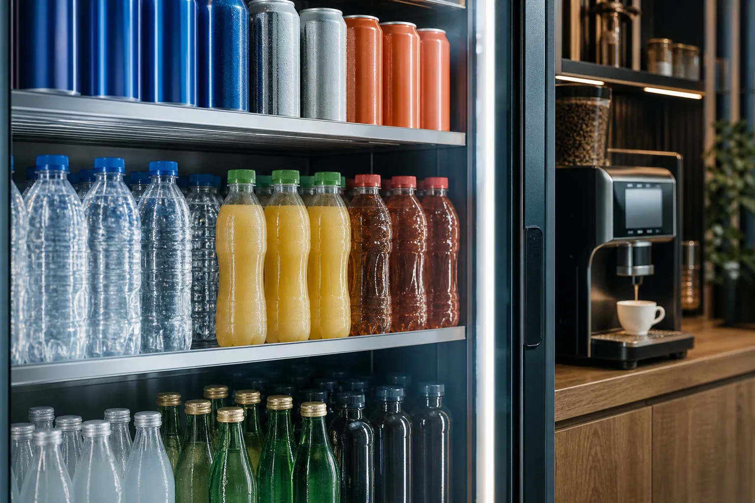 Distributeur de boissons fraîches : canettes et bouteilles